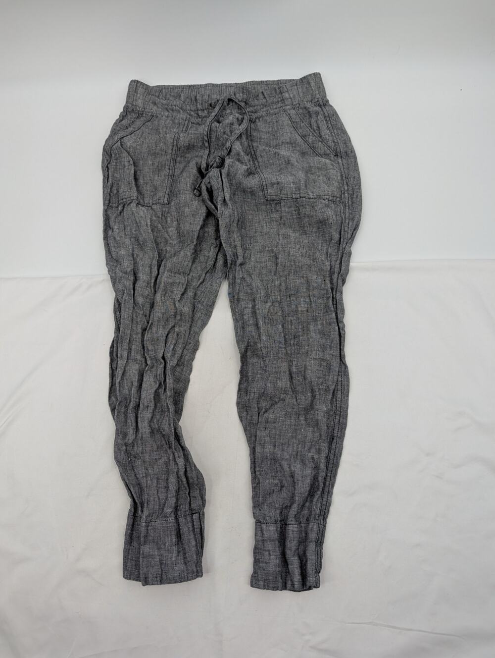 Athleta 100% Linen Gray Pull On Pants Size 4 Beachy Coastal Vacation Resort